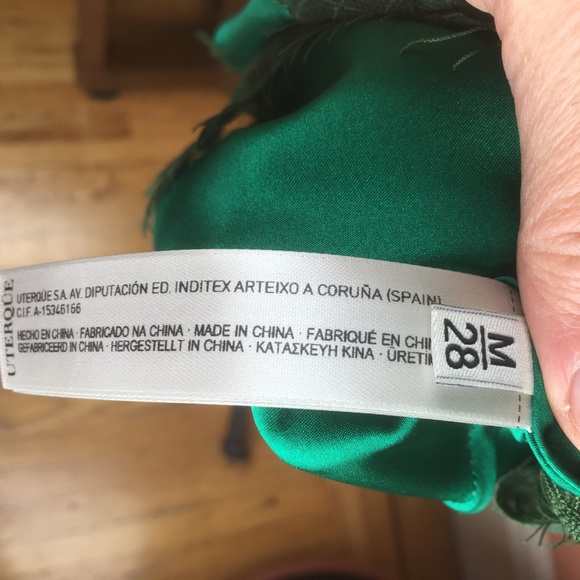 Uterque Emerald Silk and Lace Nightgown / Slip / Slipdress - Medium - Picture 14 of 15